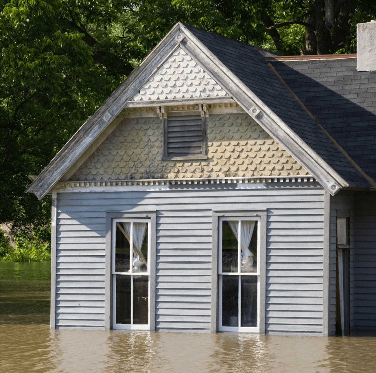 house with flood damage