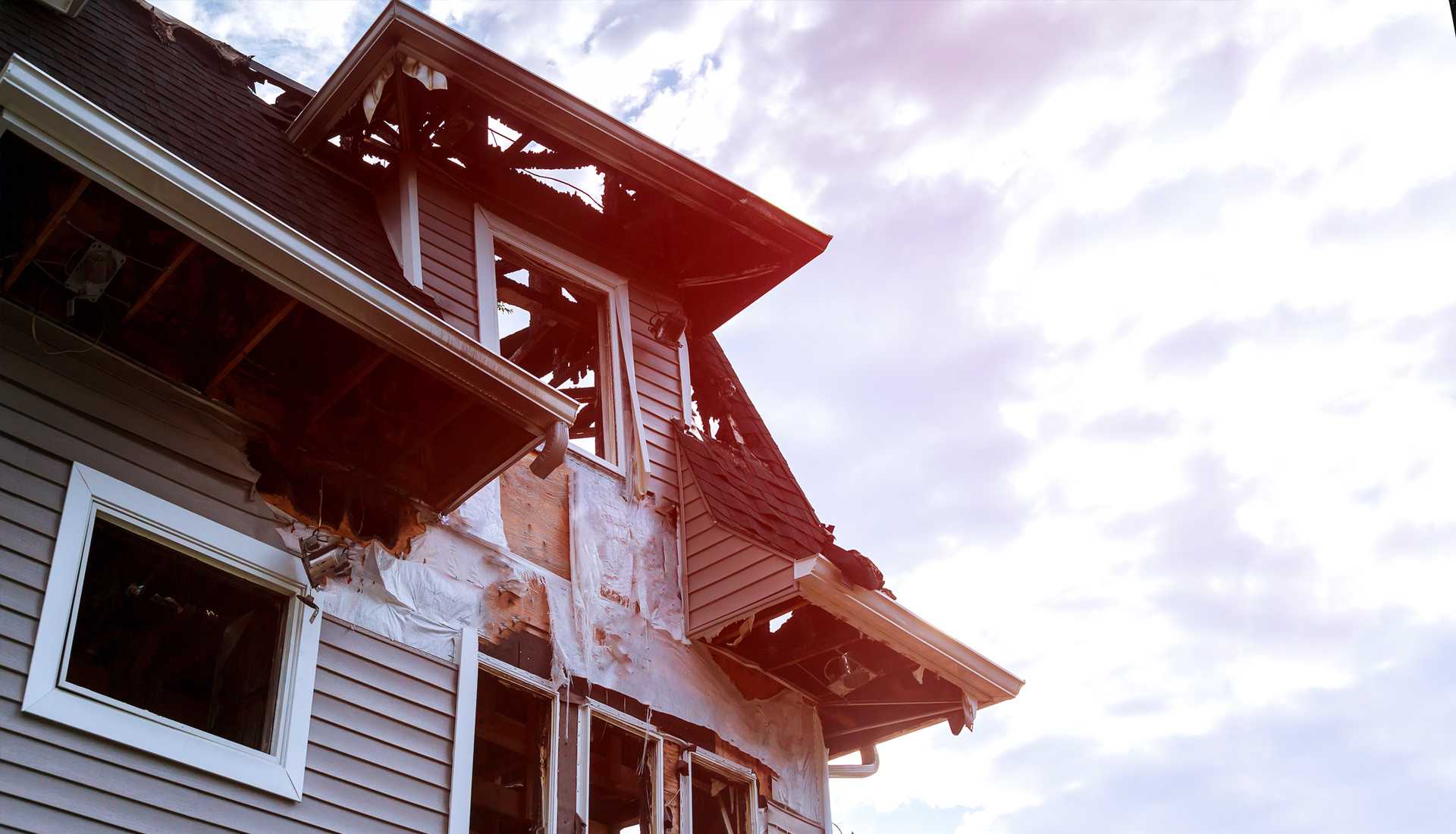 house in need of fire damage restoration